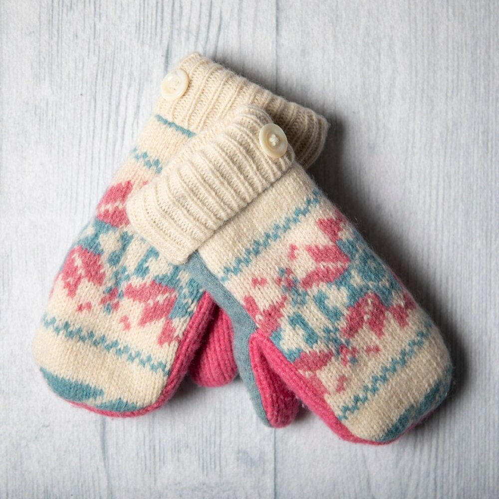 Handmade Sweater Mittens with Fleece Lining